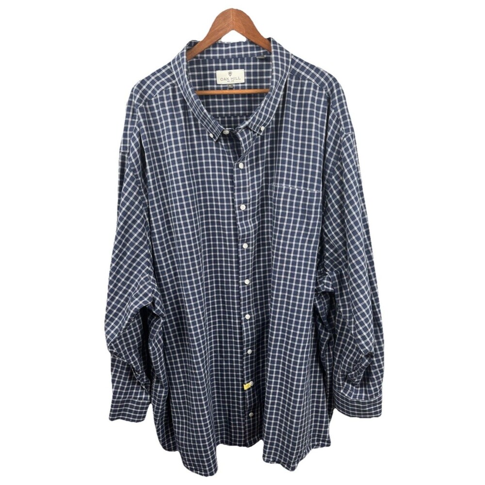 Oak Hill Dress Shirt Mens 5XL Navy White 100% Cotton